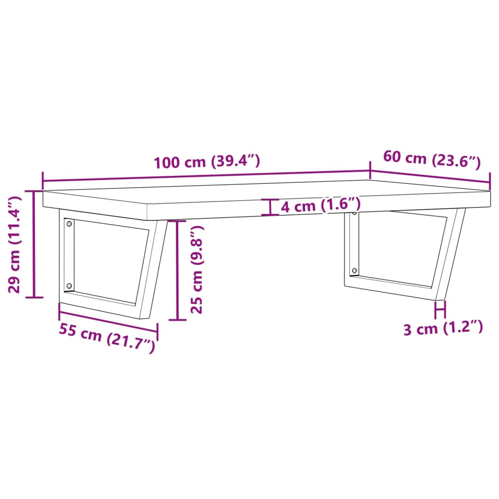 Basin Shelf Wall Mounted Steel and Solid Wood Beech