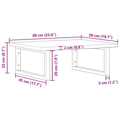 Basin Shelf Wall Mounted Steel and Solid Wood Oak