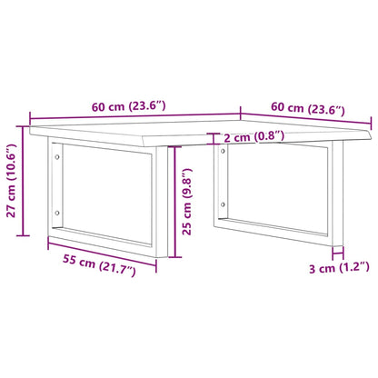 Basin Shelf Wall Mounted Steel and Solid Wood Oak