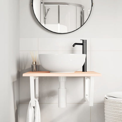 Basin Shelf Wall Mounted Steel and Solid Wood Oak