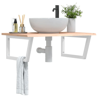 Basin Shelf Wall Mounted Steel and Solid Wood Oak