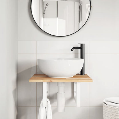 Basin Shelf Wall Mounted Steel and Solid Wood Acacia