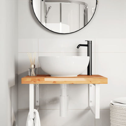 Basin Shelf Wall Mounted Steel and Solid Wood Acacia