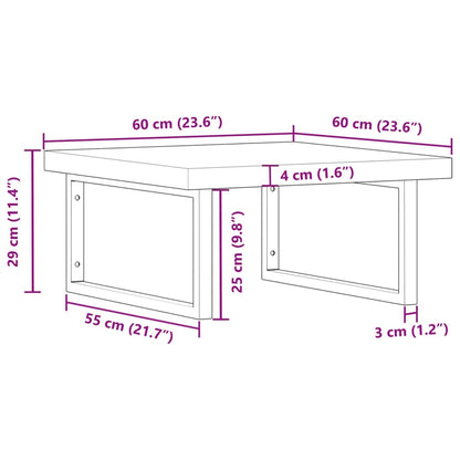 Basin Shelf Wall Mounted Steel and Solid Wood Acacia