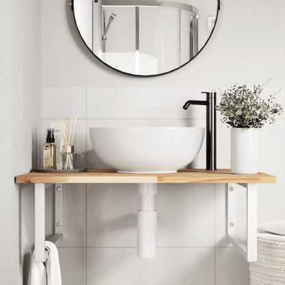 Basin Shelf Wall Mounted Steel and Solid Wood Acacia