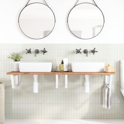 Basin Shelf Wall Mounted Steel and Solid Wood Beech