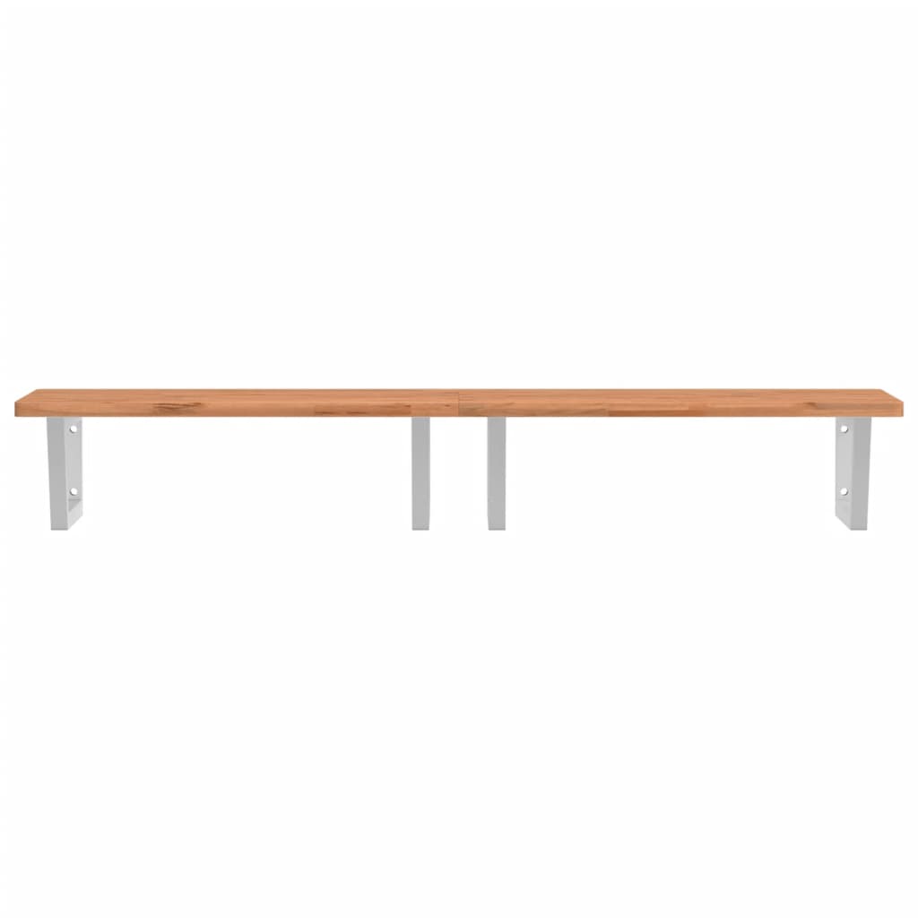 Basin Shelf Wall Mounted Steel and Solid Wood Beech