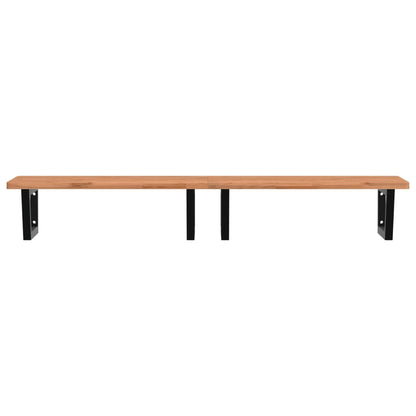 Basin Shelf Wall Mounted Steel and Solid Wood Beech