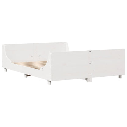 Bed Frame without Mattress White 150x200 cm King Size Solid Wood Pine