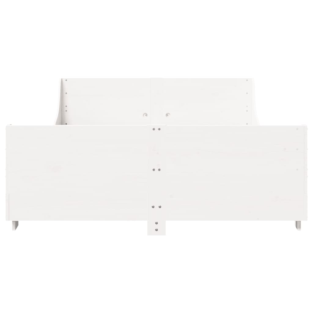 Bed Frame without Mattress White 150x200 cm King Size Solid Wood Pine