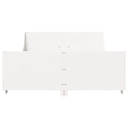 Bed Frame without Mattress White 150x200 cm King Size Solid Wood Pine