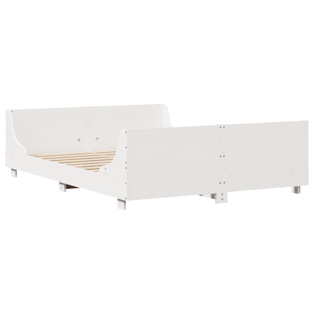 Bed Frame without Mattress White 135x190 cm Double Solid Wood Pine
