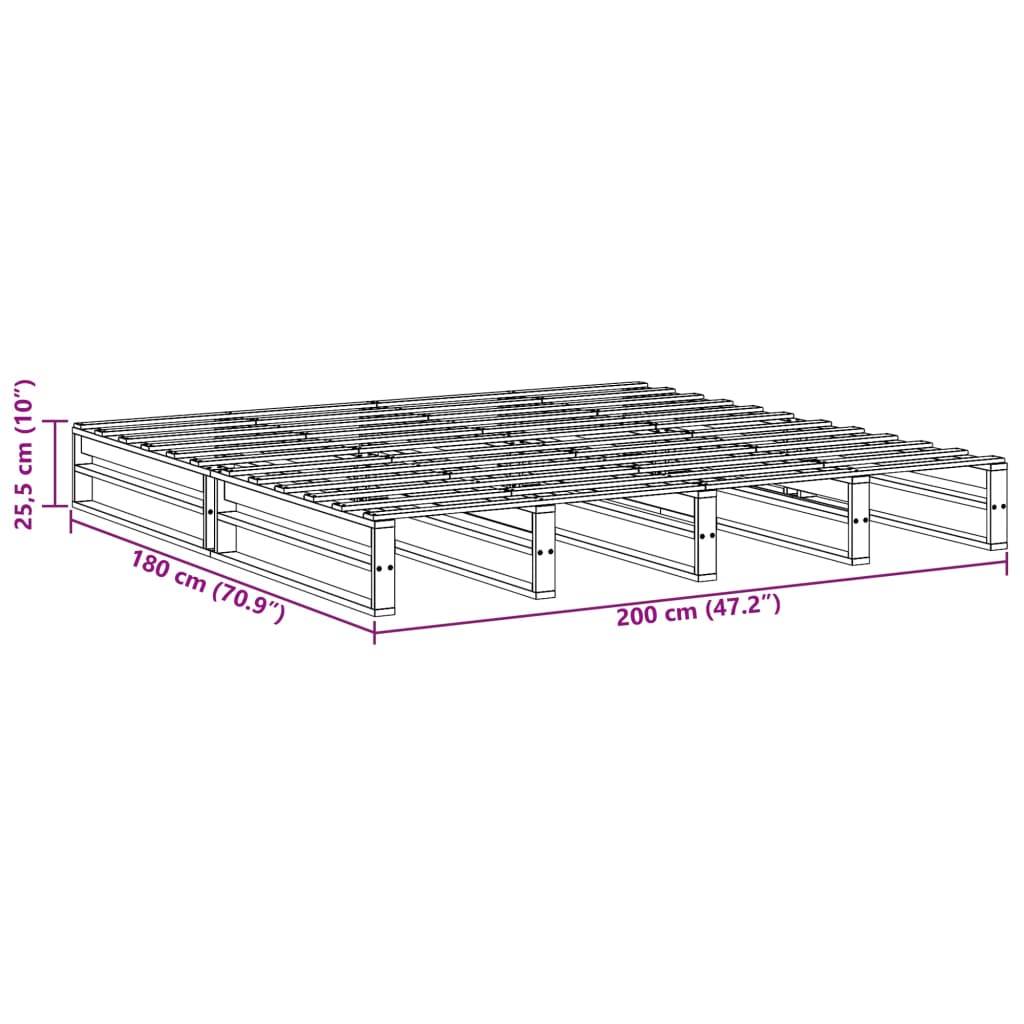 Bed Frame without Mattress 180x200 cm Super King Solid Wood Pine