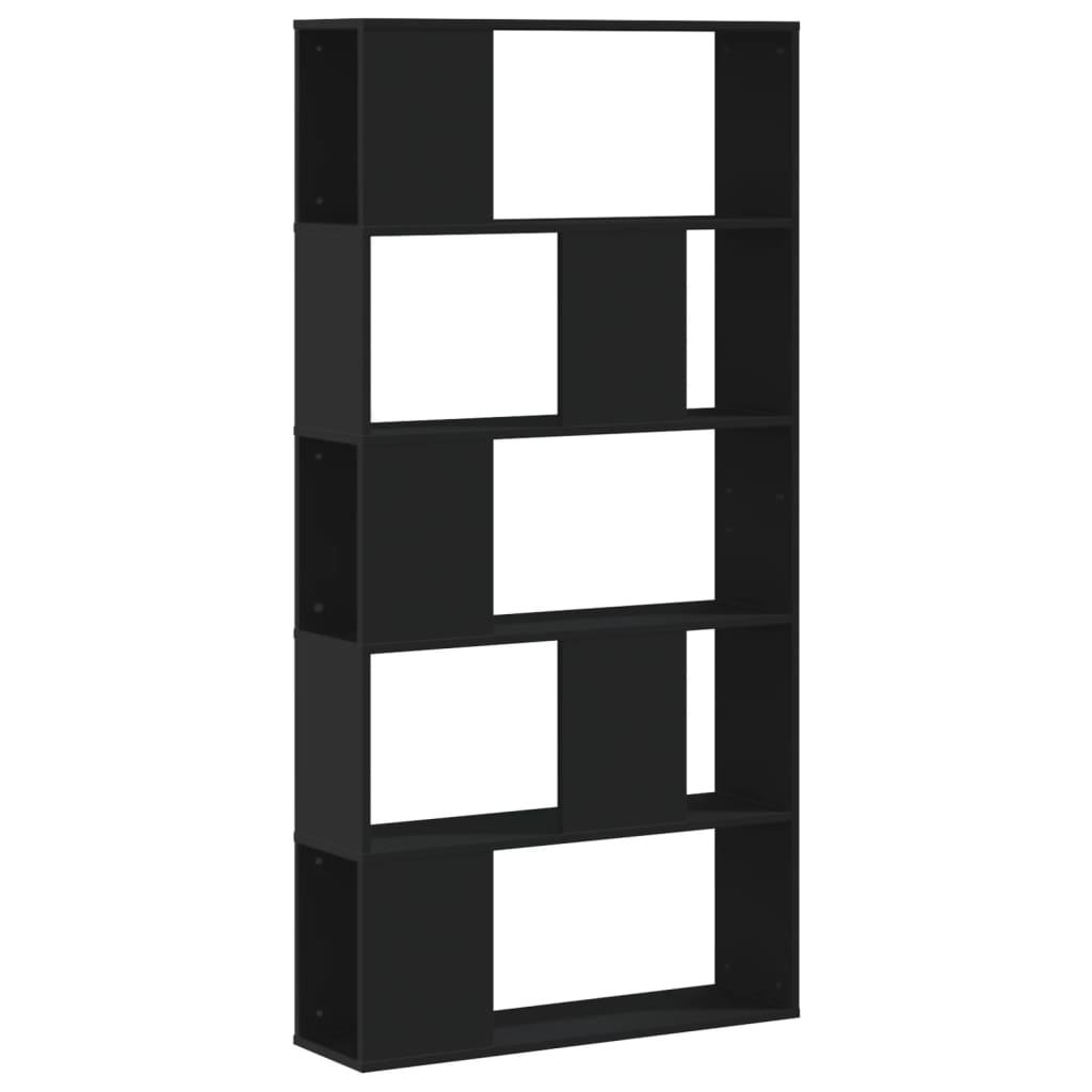 Bookcase 5-Tier Black 80.5x23.5x162.5 cm Engineered Wood