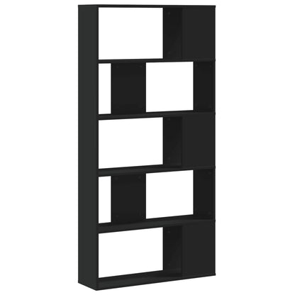 Bookcase 5-Tier Black 80.5x23.5x162.5 cm Engineered Wood