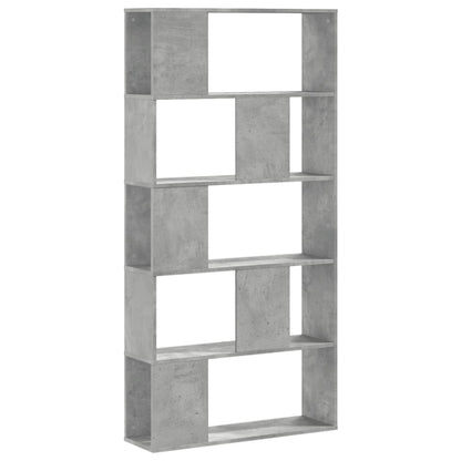 Bookcase 5-Tier Concrete Grey 80.5x23.5x162.5 cm Engineered Wood