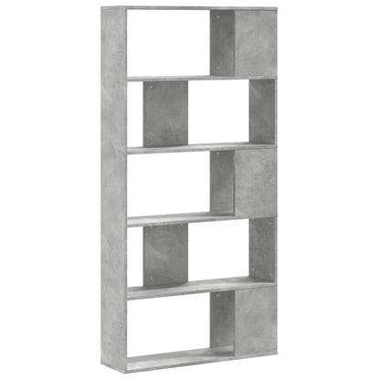 Bookcase 5-Tier Concrete Grey 80.5x23.5x162.5 cm Engineered Wood