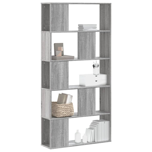 Bookcase 5-Tier Grey Sonoma 80.5x23.5x162.5 cm Engineered Wood