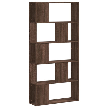 Bookcase 5-Tier Brown Oak 80.5x23.5x162.5 cm Engineered Wood