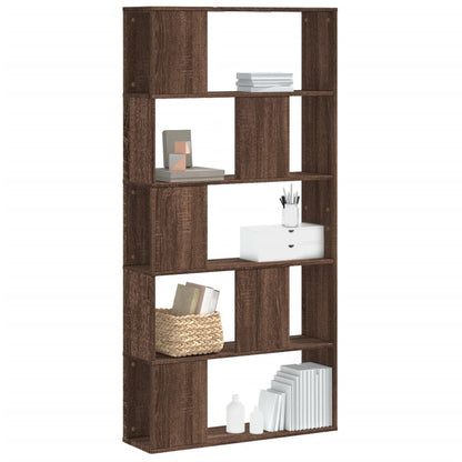 Bookcase 5-Tier Brown Oak 80.5x23.5x162.5 cm Engineered Wood