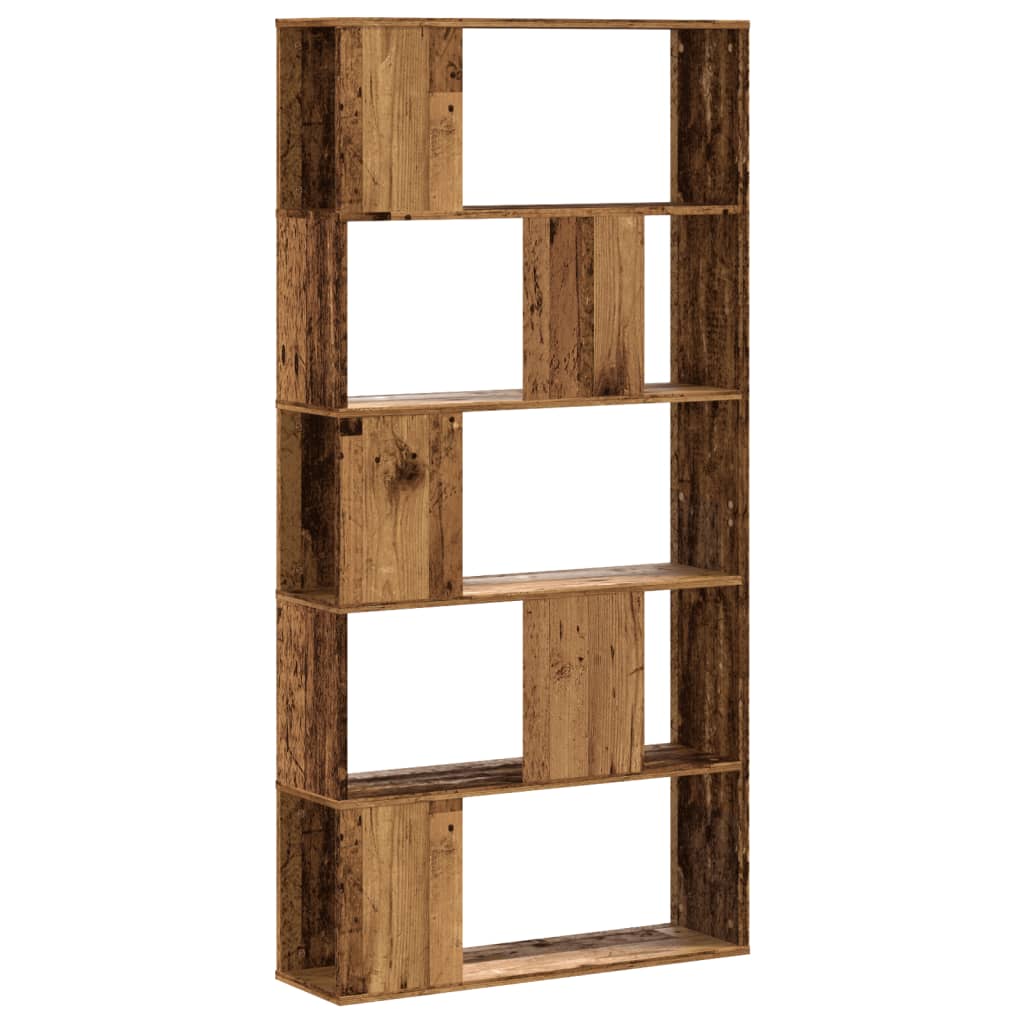 Bookcase 5-Tier Old Wood 80.5x23.5x162.5 cm Engineered Wood