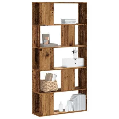 Bookcase 5-Tier Old Wood 80.5x23.5x162.5 cm Engineered Wood