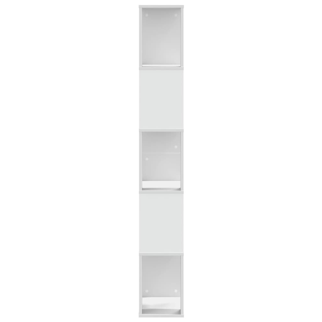 Bookcase 5-Tier White 45x23.5x162.5 cm Engineered Wood