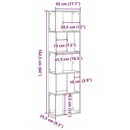 Bookcase 5-Tier White 45x23.5x162.5 cm Engineered Wood