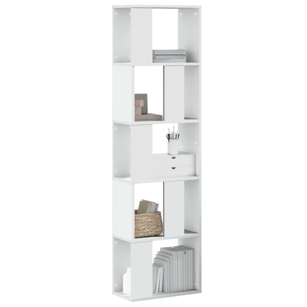 Bookcase 5-Tier White 45x23.5x162.5 cm Engineered Wood