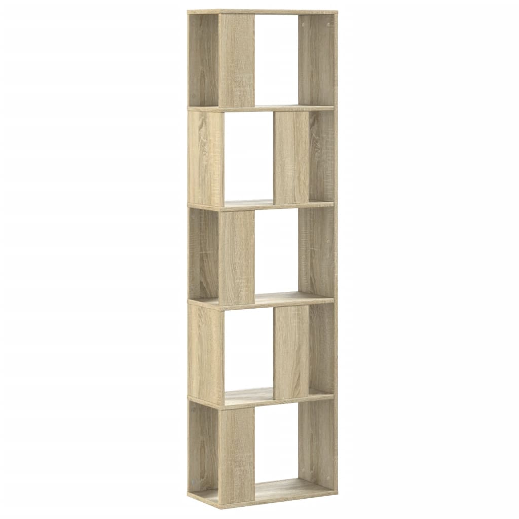 Bookcase 5-Tier Sonoma Oak 45x23.5x162.5 cm Engineered Wood