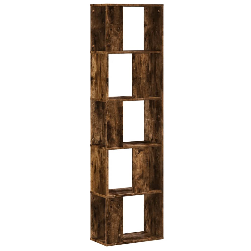 Bookcase 5-Tier Smoked Oak 45x23.5x162.5 cm Engineered Wood