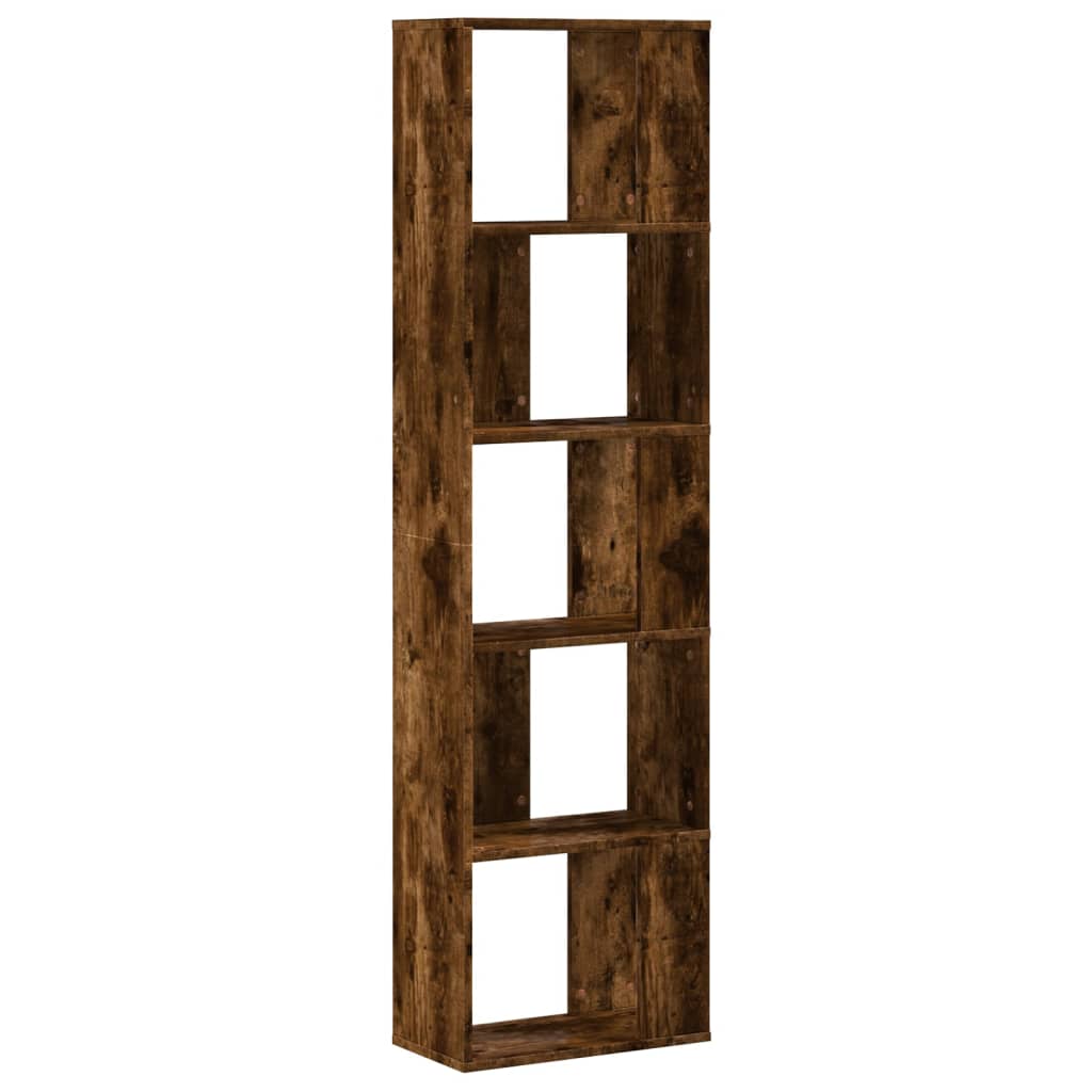 Bookcase 5-Tier Smoked Oak 45x23.5x162.5 cm Engineered Wood