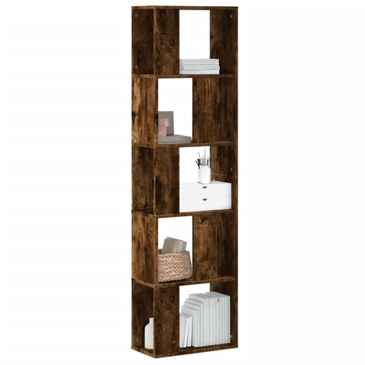 Bookcase 5-Tier Smoked Oak 45x23.5x162.5 cm Engineered Wood