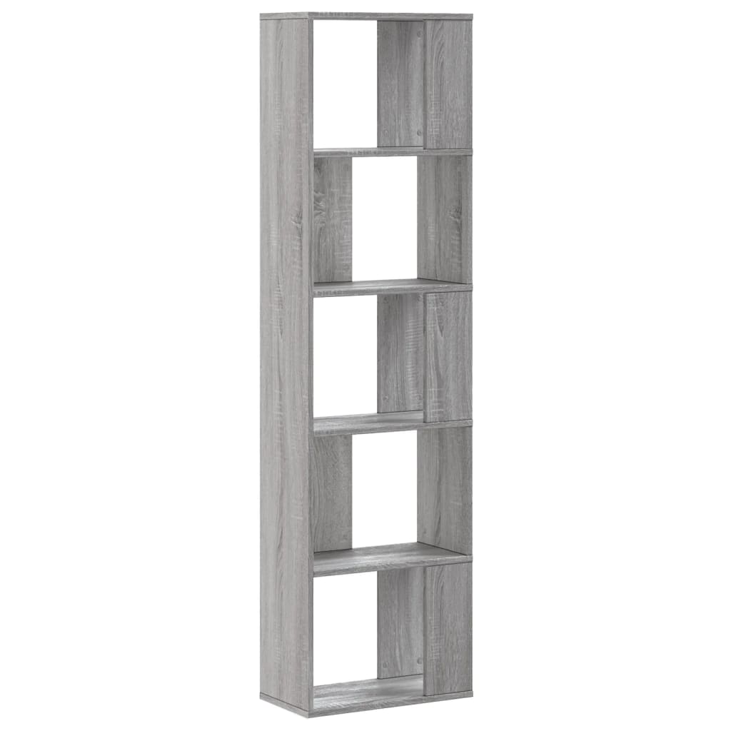 Bookcase 5-Tier Grey Sonoma 45x23.5x162.5 cm Engineered Wood