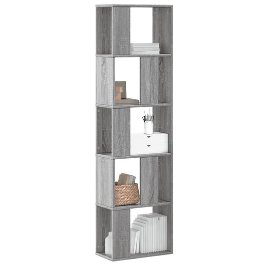 Bookcase 5-Tier Grey Sonoma 45x23.5x162.5 cm Engineered Wood