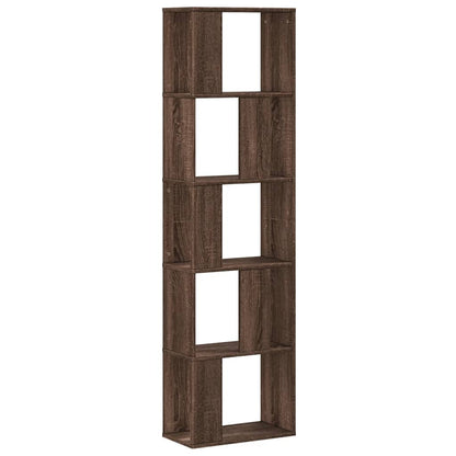 Bookcase 5-Tier Brown Oak 45x23.5x162.5 cm Engineered Wood