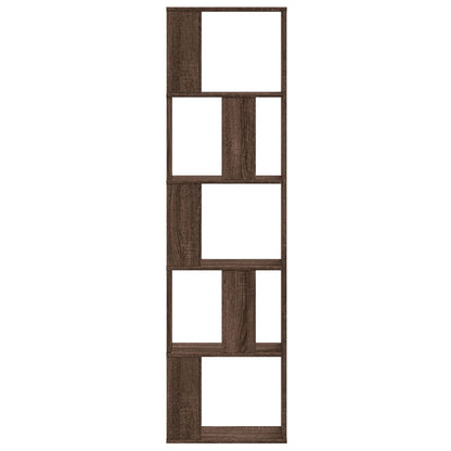 Bookcase 5-Tier Brown Oak 45x23.5x162.5 cm Engineered Wood