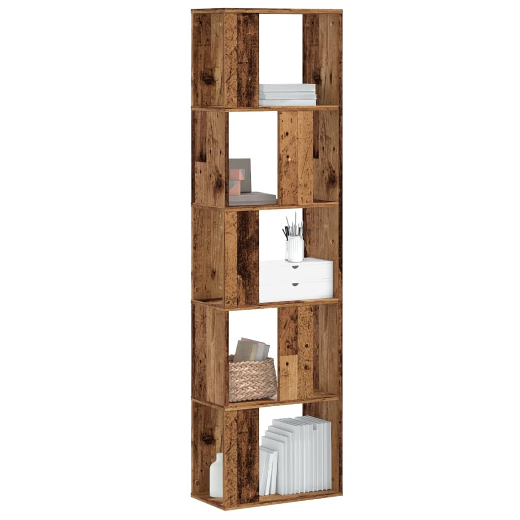 Bookcase 5-Tier Old Wood 45x23.5x162.5 cm Engineered Wood