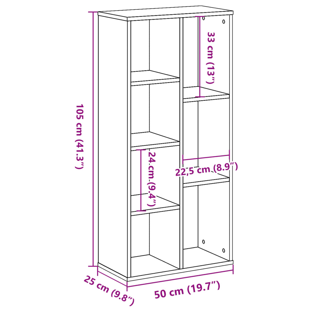 Bookcase Black 50x25x105 cm Engineered Wood