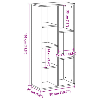 Bookcase Black 50x25x105 cm Engineered Wood