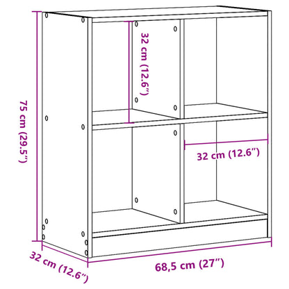 Bookcase Black 68.5x32x75 cm Engineered Wood