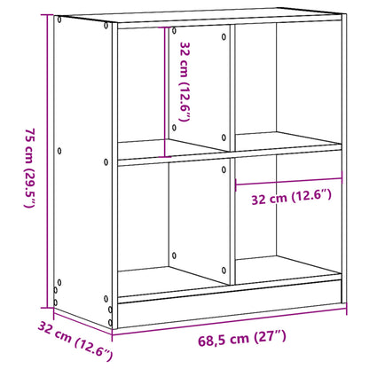 Bookcase Concrete Grey 68.5x32x75 cm Engineered Wood