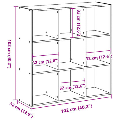 Bookcase White 102x32x102 cm Engineered Wood