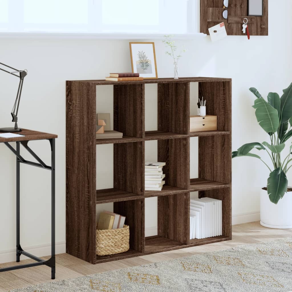 Bookcase Brown Oak 102x32x102 cm Engineered Wood