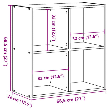 Bookcase Black 68.5x32x68.5 cm Engineered Wood