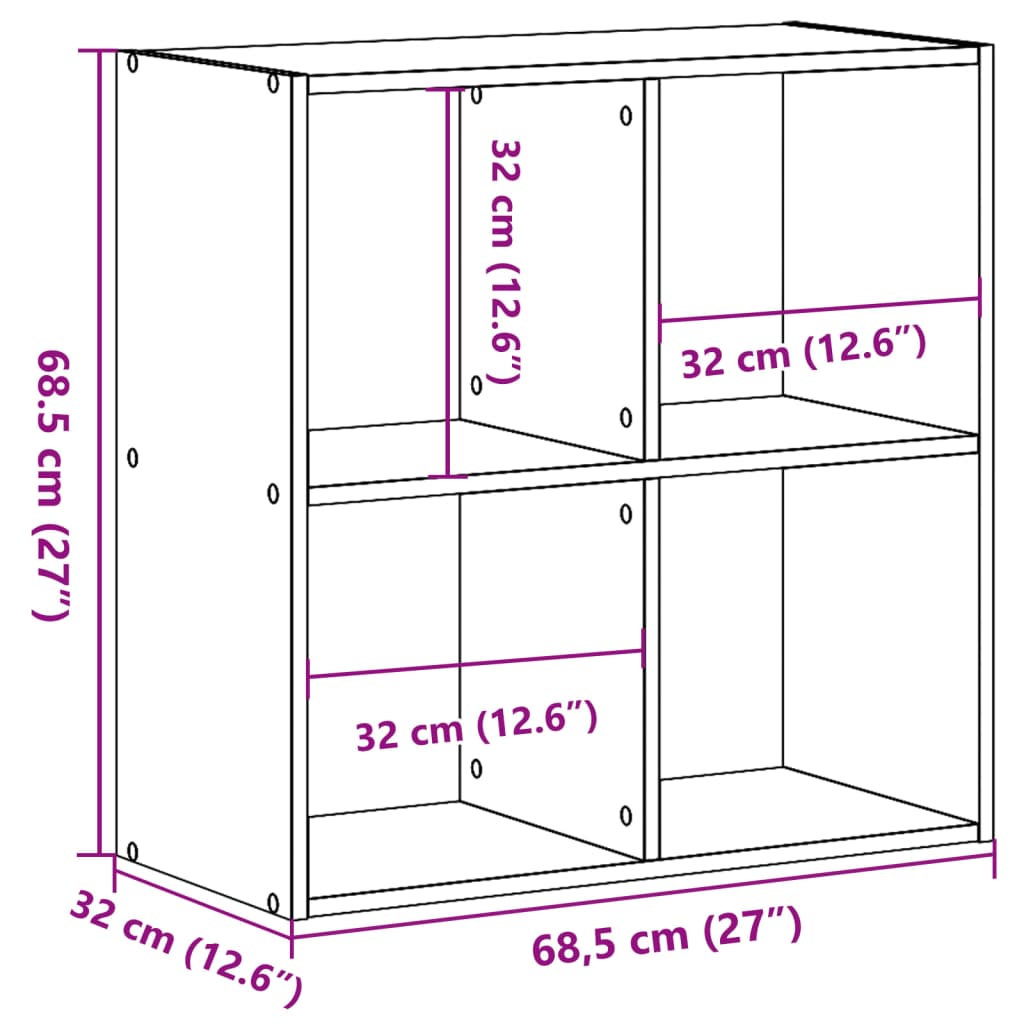 Bookcase Old Wood 68.5x32x68.5 cm Engineered Wood