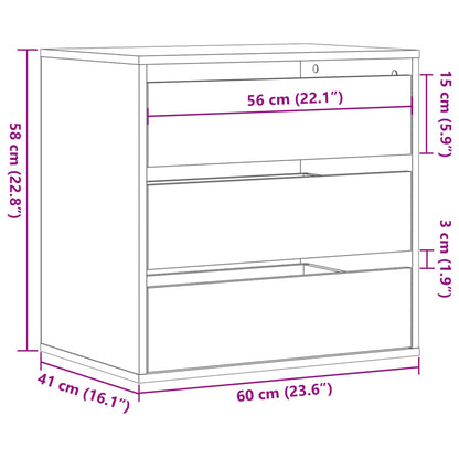 Corner Chest of Drawers White 60x41x58 cm Engineered Wood