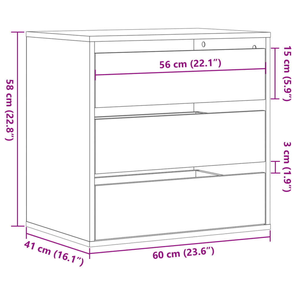 Corner Chest of Drawers Old Wood 60x41x58 cm Engineered Wood