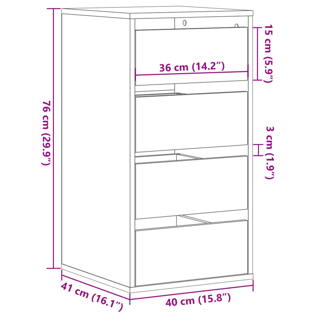 Corner Chest of Drawers Brown Oak 40x41x76 cm Engineered Wood