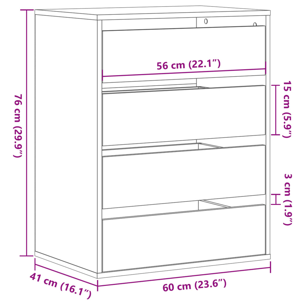 Corner Chest of Drawers Old Wood 60x41x76 cm Engineered Wood